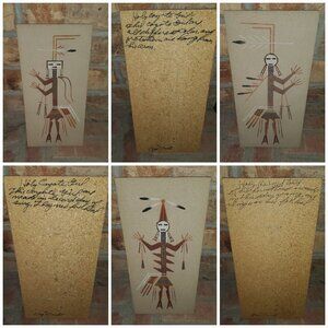 Vintage Handcrafted Sand/Sandpaper Art set of 3 Signed